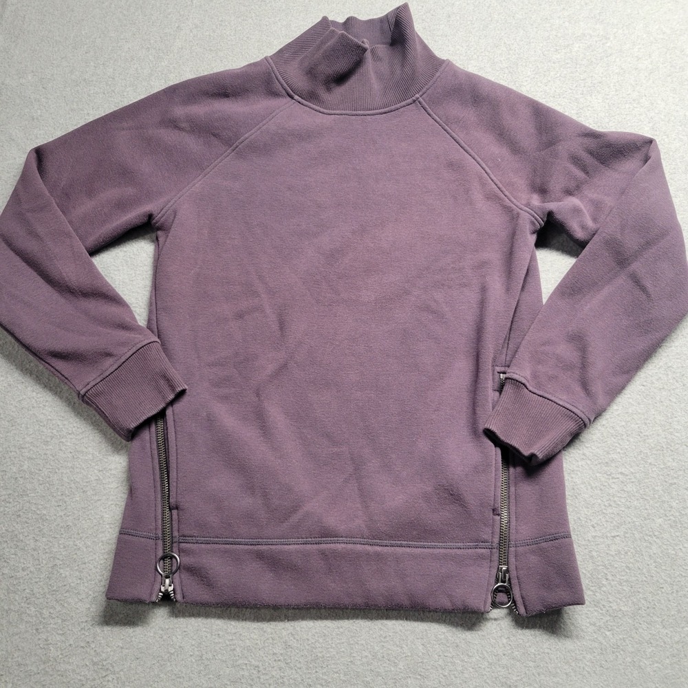 Athleta Sweater‎ Womens XXSmall Purple Cozy Karma Funnel Neck Zippers Gym
